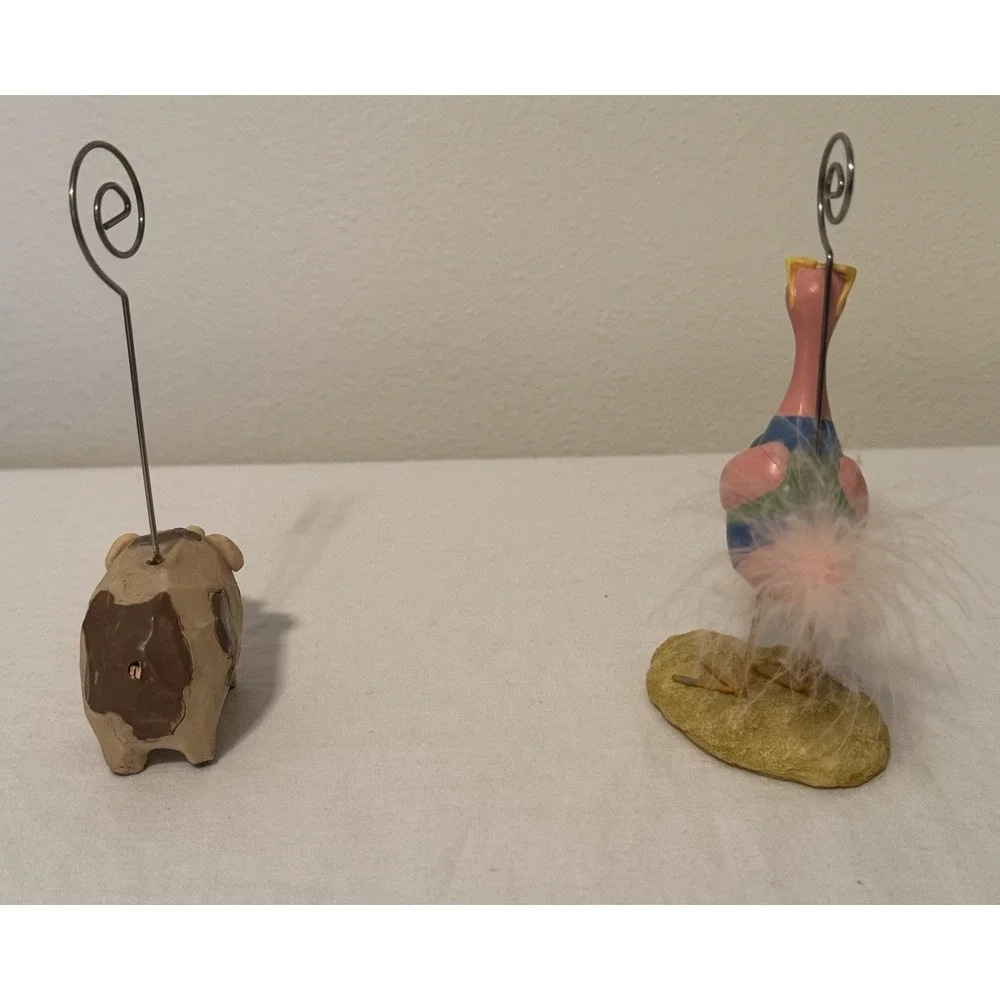 Set 7 Drink Photo Name Place Note Card Holders Animals Flamingo Pig‎ Dog Octopus